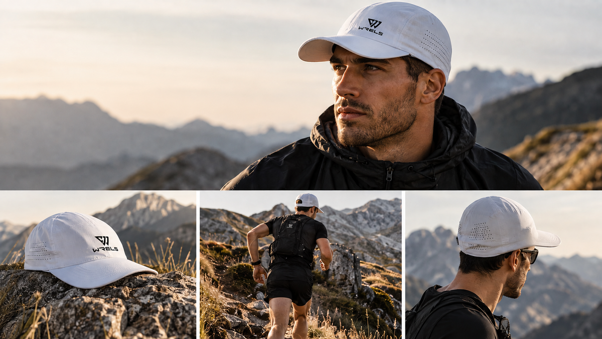 Casquette de sport WRELS blanche portée en trail